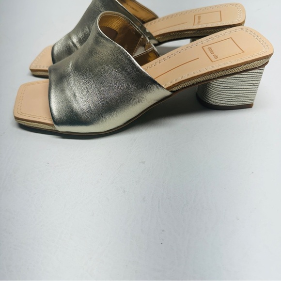 Dolce Vita Jolice heeled leather slide sandals in metallic gold size 8.5 - Picture 7 of 10